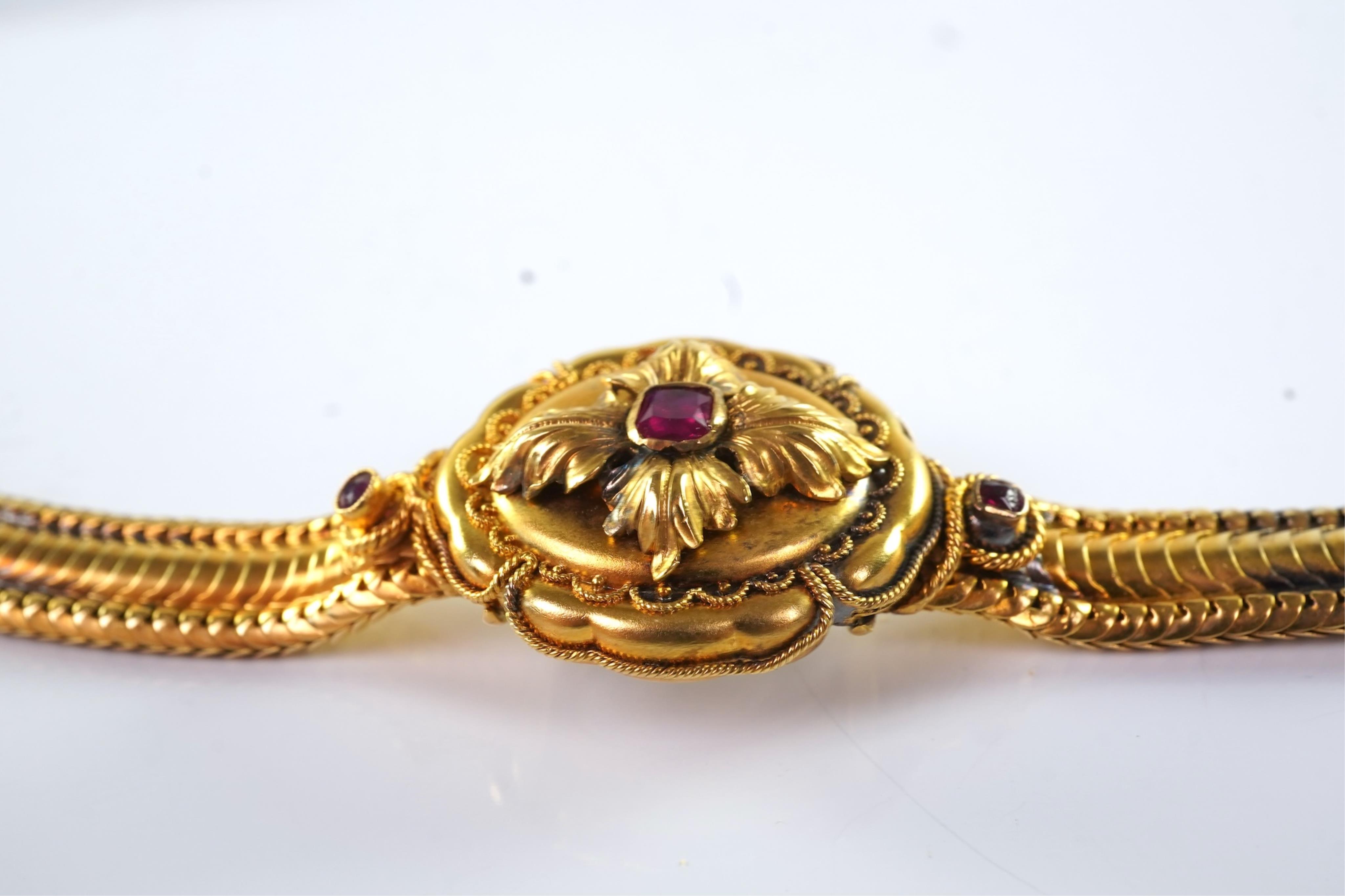 A Victorian gold and ruby bracelet, late 19th century